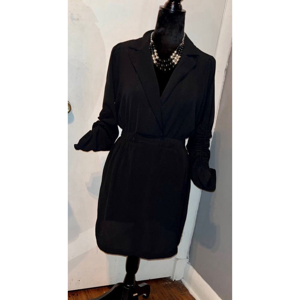 boohoo women’s black tie waist dress sz 6